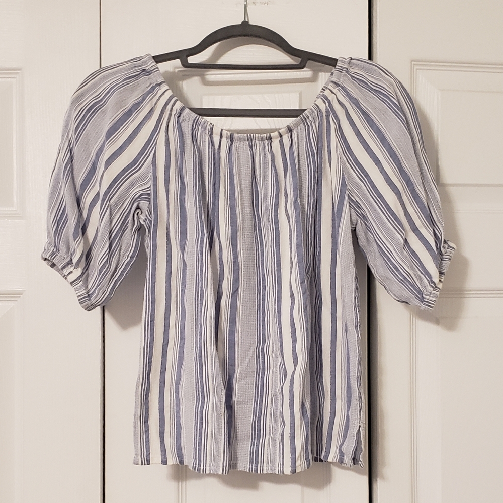 LOFT Outlet Blue/White Striped Top, Size XXSP